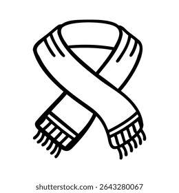 A simple illustration of a scarf with a crossed design. The scarf is depicted in a minimalist style, emphasizing its texture and shape.
