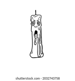 Simple illustration of a scary screaming candle, halloween celebration