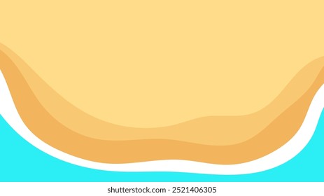 Simple illustration of sea and beach top view. Summer vacation background illustration. Ocean Abstract Background Waves. Wavy beach layered illustration.