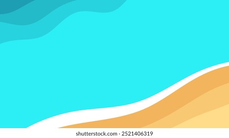 Simple illustration of sea and beach top view. Summer vacation background illustration. Ocean Abstract Background Waves. Wavy beach layered illustration.