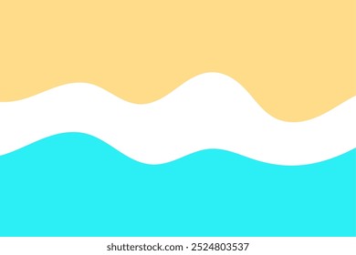 Simple illustration of sea and beach top view. Summer vacation background illustration. Ocean Abstract Background Waves. Wavy beach layered illustration.