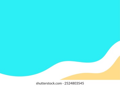 Ilustración simple de vista superior del mar y la playa. Ilustración de fondo de vacaciones de verano. Olas de fondo Abstractas del océano. Playa ondulada ilustración en capas.
