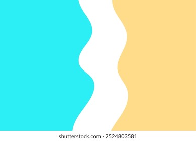 Simple illustration of sea and beach top view. Summer vacation background illustration. Ocean Abstract Background Waves. Wavy beach layered illustration.