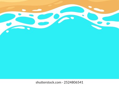 Simple illustration of sea and beach top view. Summer vacation background illustration. Ocean Abstract Background Waves. Wavy beach illustration with space text. Background for Summer Sale Offers.