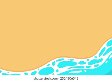 Simple illustration of sea and beach top view. Summer vacation background illustration. Ocean Abstract Background Waves. Wavy beach illustration with space text. Background for Summer Sale Offers.