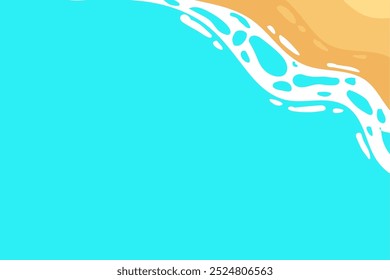 Simple illustration of sea and beach top view. Summer vacation background illustration. Ocean Abstract Background Waves. Wavy beach illustration with space text. Background for Summer Sale Offers.