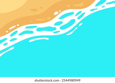 Simple illustration of sea and beach top view. Summer vacation background illustration. Ocean Abstract Background Waves. Wavy beach layered illustration.