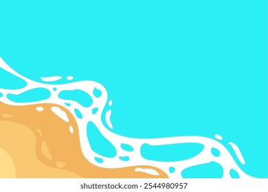 Simple illustration of sea and beach top view. Summer vacation background illustration. Ocean Abstract Background Waves. Wavy beach layered illustration.
