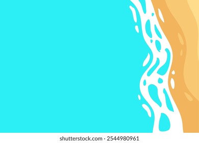 Simple illustration of sea and beach top view. Summer vacation background illustration. Ocean Abstract Background Waves. Wavy beach layered illustration.