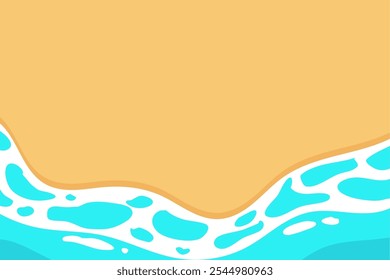 Simple illustration of sea and beach top view. Summer vacation background illustration. Ocean Abstract Background Waves. Wavy beach layered illustration.