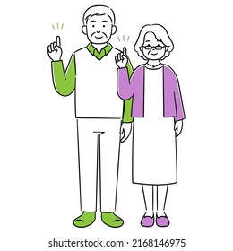 Simple illustration of a senior couple being introduced