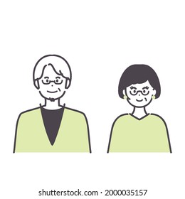 Simple illustration of senior man and woman. vector.