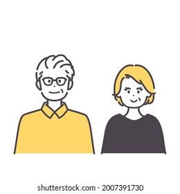 Simple illustration of senior man and woman. vector.