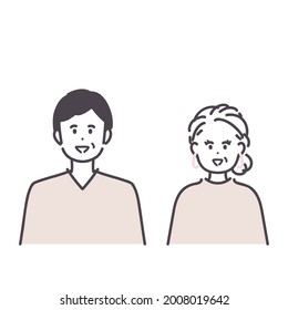 Simple illustration of senior man and woman. vector.