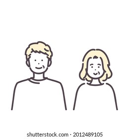 Simple illustration of senior man and woman. vector.