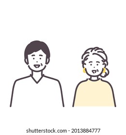 Simple illustration of senior man and woman. vector.