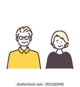 Simple illustration of senior man and woman. vector.