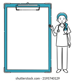 Simple illustration set of clipboard and female doctor