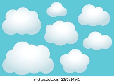 Conjunto de ilustraciones simples de nubes de varias formas