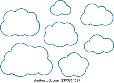 Simple illustration set of clouds of various shapes