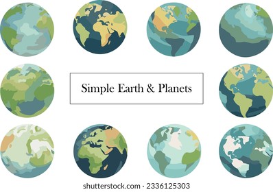 Simple illustration set of earth and planets