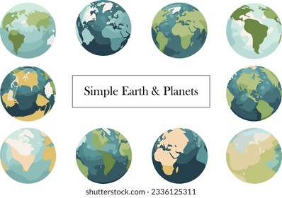 Simple illustration set of earth and planets
