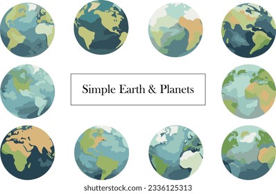 Simple illustration set of earth and planets