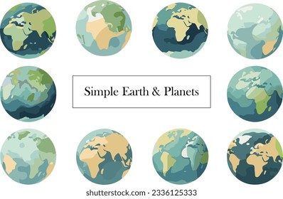 Simple illustration set of earth and planets
