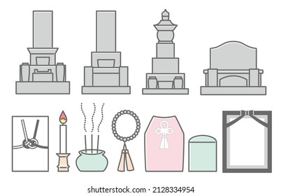 simple illustration set of funeral