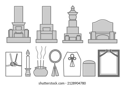 simple illustration set of funeral