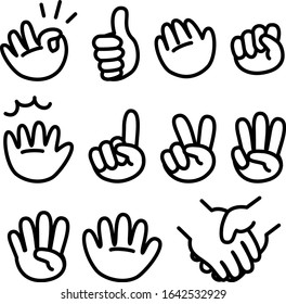 Simple illustration set of hand signals
