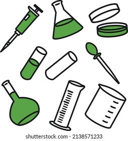 Simple illustration set of laboratory equipment