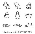 Simple illustration set of lazy people Vector