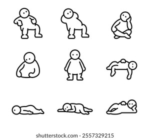 Simple illustration set of lazy people Vector