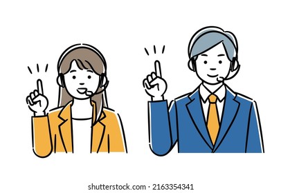 It is a simple illustration set of men and women in the call center.Vector data that is easy to edit.