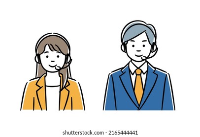 It is a simple illustration set of men and women in the call center.Vector data that is easy to edit.