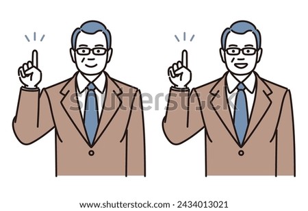 Simple illustration set of a middle-aged businessman giving an explanation