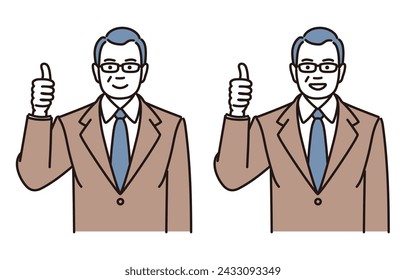 Simple illustration set of middle-aged businessmen doing good poses