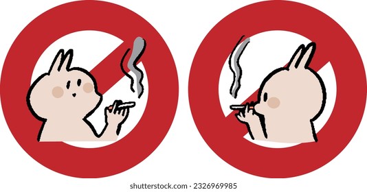 Simple illustration set of non-smoking rabbit