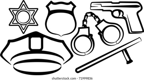 simple illustration with a set of police items