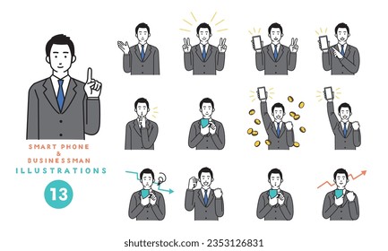 Simple ilustración de un smartphone y un hombre de negocios