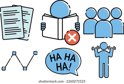 Conjunto de ilustración simple que contiene iconos de habla pública