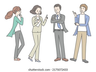 einfache Illustrationssammlung denkender Menschen