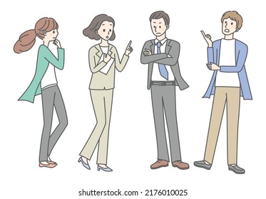 simple illustration set of thinking people