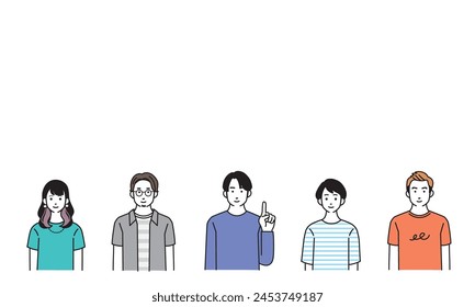 Simple illustration set of young generation men and women