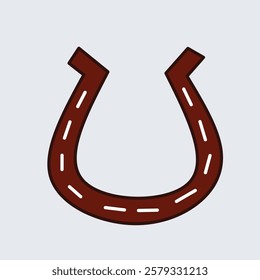 A simple illustration in the shape of a brown horseshoe with a white line in the middle