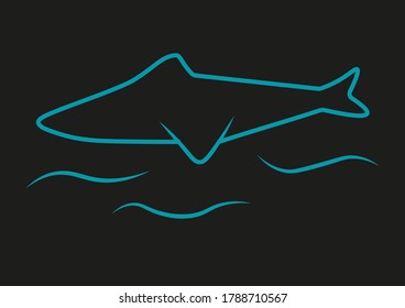 Simple illustration of shark in the sea.