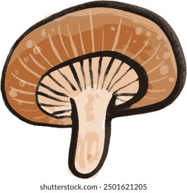 A simple illustration of a shiitake mushroom drawn in ink