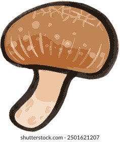 Una ilustración simple de un hongo shiitake dibujado en tinta