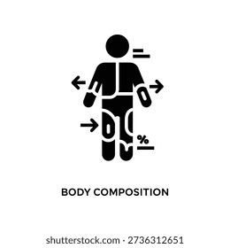Simple illustration showing human body composition with arrows and percentage symbol